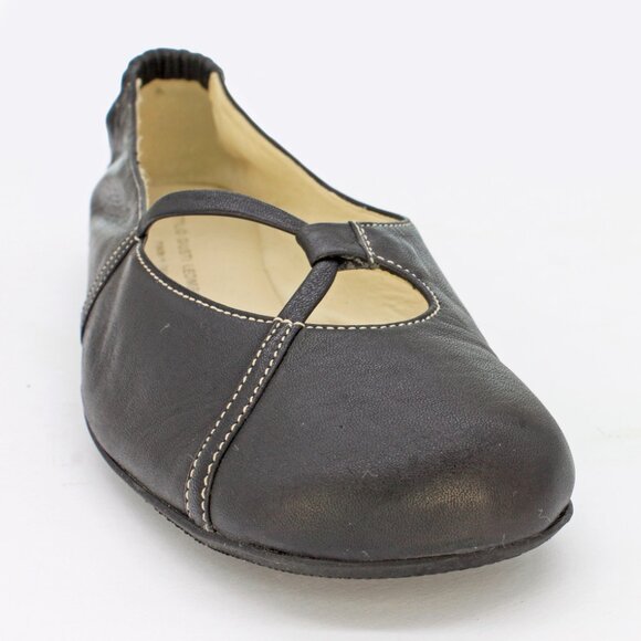 Attilio Giusti Leombruni Black Leather Front Strap Ballet Flats:Size EU41/US11 - Picture 4 of 7
